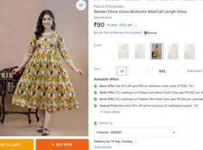 Pakiza Enterprises  Women Ethnic Dress Multicolor Midi/Calf Length Dress