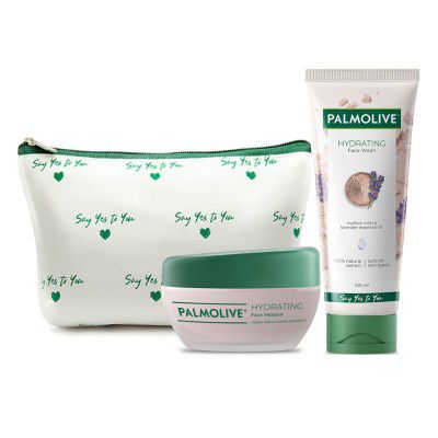 Palmolive Hydrating Range with Beauty Pouch | Gel Facewash 100 ml and Face Masque 100 ml