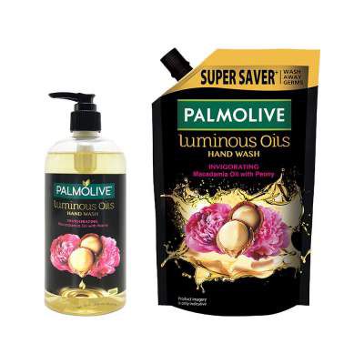 Palmolive Luminous Oils Invigorating Liquid Hand Wash - 500 ml Pump with Refill Pack - 750 ml