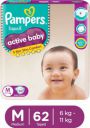 Pampers Active Baby Taped Diapers with Adjustable Fit - M (62 Pieces)...