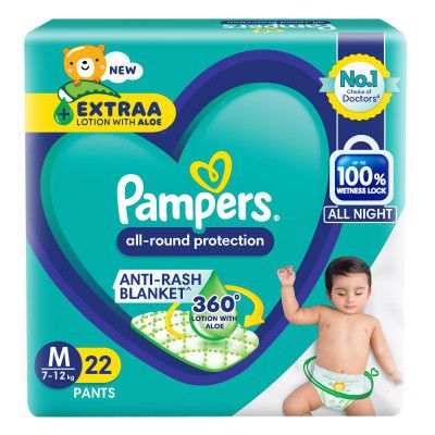 Pampers All round Protection Pants, Medium size baby diapers (MD) 22 Count