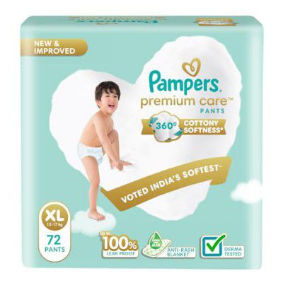 Pampers Premium Care Pant Style Baby Diapers | Extra-Large (XL size) | 72 Count | 12-17kg