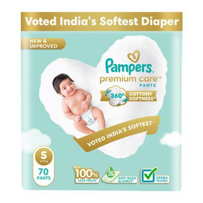 Pampers Premium Care Pant Style Baby Diapers | Small | 70 Count | 4-8kg