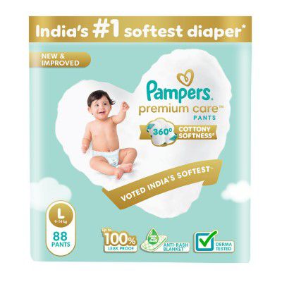 Pampers Premium Care Pant Style Baby Diapers | (L size) | 88 Count | 9-14kg