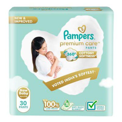 Pampers Premium Care Pant Style Baby Diapers, Newborn (XS), 30 Count, Upto 5 kg