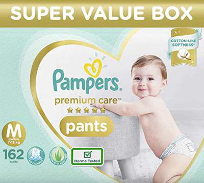 Pampers Premium Care Super Value Box Pack, Medium (Pack of 162)