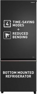 Panasonic 357 L Frost Free Double Door 2 Star Refrigerator (Black, NR-BK415BQKN)