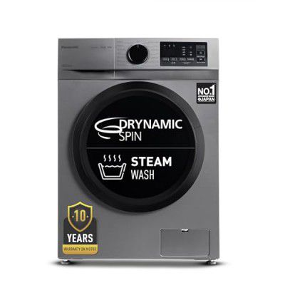 [Extra ₹3750 OFF] Panasonic 7 kg 5 Star Inverter Fully Automatic Front Loading Washing Machine with Built-In Heater (NA-147MH2L01, Dark Silver, 2024 Model)