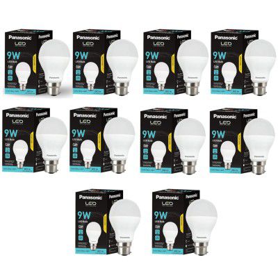 Panasonic 9 Watt LED Bulb, B22 Base 9W Bulb Light For Home,(Pack of 10)