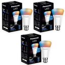 Panasonic B22 9 Watt Wi-Fi Enabled Smart Bulb, Compatible with Amazon Alexa and Google Assistant (16M Colours + Shades of White + Dimmable + Tuneable), Pack of 3...