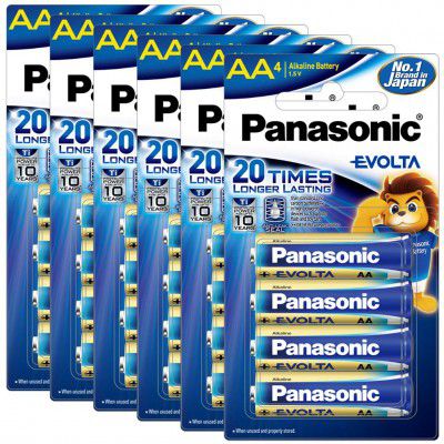 Panasonic Evolta AA Alkaline 1.5V Battery, 20 Times Longer Lasting Than Standard zinc Carbon Batteries,Anti-Leak Seal,Protects Power for up to 10 Years-Pack of 24