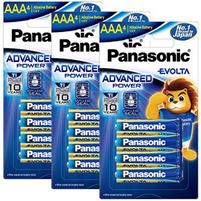 Panasonic Evolta AAA Alkaline Advanced Power, Extra Power Formula, no Mercury add, Anti-Leak Seal, Protects Power for up to 10 Years, Pack of 12