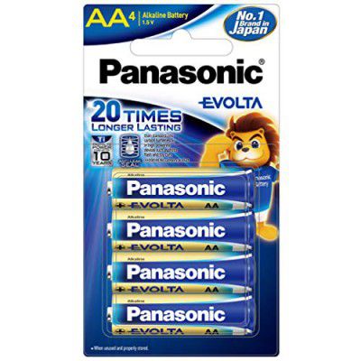 Panasonic Evolta Premium AA Alkaline 1.5V Batteries - Long-Lasting, Anti-Leak Seal, Power Protection for up to 10 Years - Pack of 4