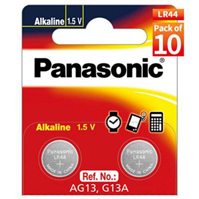 Panasonic LR44 Alkaline Coin Battery - Pack of 10