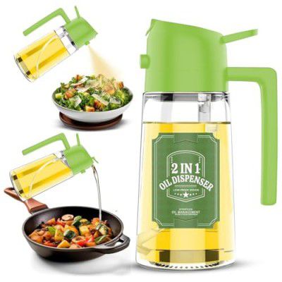 PANCA 500ml 2 in 1 Glass Oil Sprayer and Dispenser Bottle, (2 IN 1 OIL DISPENSER AND SPRAYER)