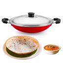 PANCA Non-Stick Aluminium Appachatti with Stainless Steel lid, 2.6mm, Red/Black, 23cm, Gas Compatible, Product Type, Has Nonstick Coating...