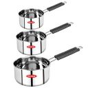 Panca Stainless Steel Sauce Pan Set of 3 Sauce Pan Milk Pan Tapeli Patila Induction Base 2 Litre,1.5 Litre, 1 Litre Milk Boiler Cookware with Handle...