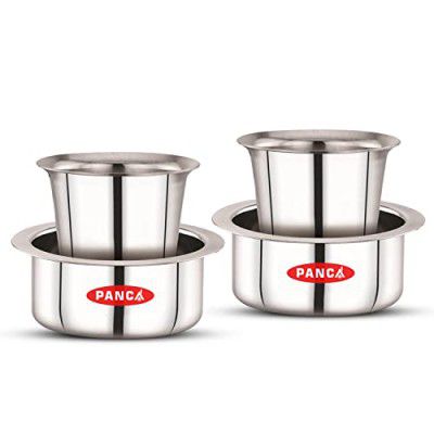 PANCA Tea Glass Set, Coffee Glass Set, Steel Glass and Cup Set of 4, (180ml)