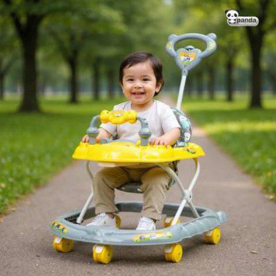 PANDA BABY PRODUCTS Musical Activity Walker With Parent Rod  (Yellow)