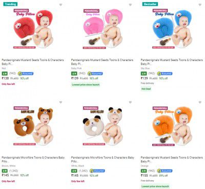 Pandaoriginals Baby Pillows Flat 90% Off | Starts ₹138