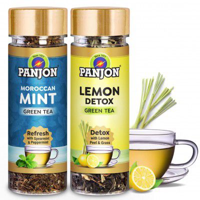 Panjon Lemon Detox & Moroccon Mint Green Tea (2x30 Cups) 2 jars