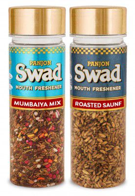 Panjon Swad Mumbaiya Mix & Roasted Saunf (Mukhwas Mouth Fresheners) 2 Bottles, 190g
