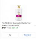 Flipkart Grocery Loot : PANTENE Hair Science Hairfall Control Shampoo  - 1 L...