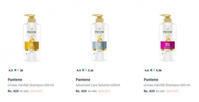 Upto 63% Off Pantene Shampoo & Hair Care Product