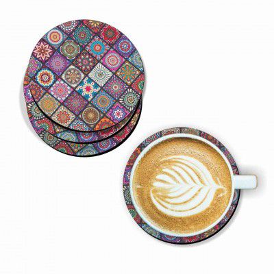 Paper Plane Design Natural Wooden Premium Coasters for Your Drinks, Beverages & Bar Glasses (Coasters Set of 4) (Round)