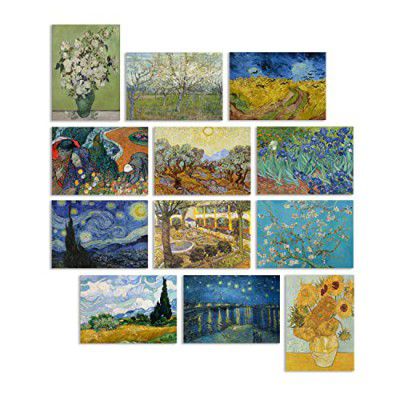 Paper Plane Design Van Gogh Wall Poster For Living room Bedroom Office Wall Decoration Set of 12 (29 X 21 cm)