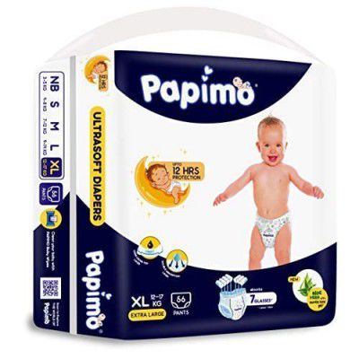 Papimo Baby Diapers With Aloe Vera , X-Large 