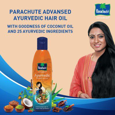 Parachute Advansed Ayurvedic Coconut Hair Oil, Hair Oil, Controls Hairfall and 7 Major Hair Problems,45 ml