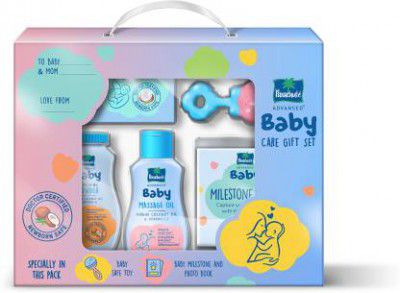 Parachute Advansed Baby Care Gift Set, Perfect baby gift box for newborn baby, Baby Safe Toy, Small  (Blue)