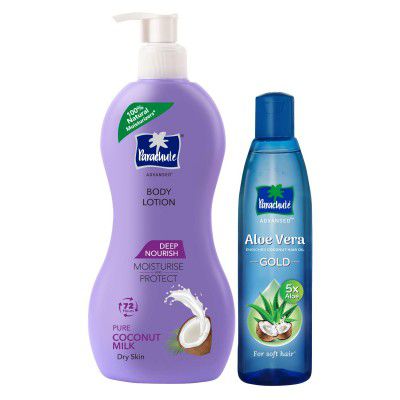 Parachute Advansed Body Lotion - 400ml & Aloe Vera GOLD Coconut Hair Oil - 400 ml