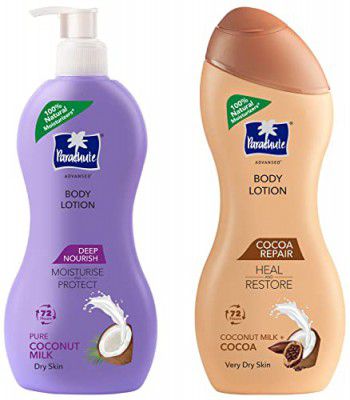 Parachute Advansed Deep Nourish Body Lotion - 400 ml & Parachute Advansed Cocoa repair Body Lotion, 100% Natural Moisturiser - 250ml