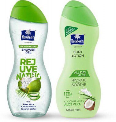 Parachute Advansed Skin Loving Summer, Duo Rejuvenating Shower Gel & All Day Aloe Baby Lotion  (2 Items in the set)