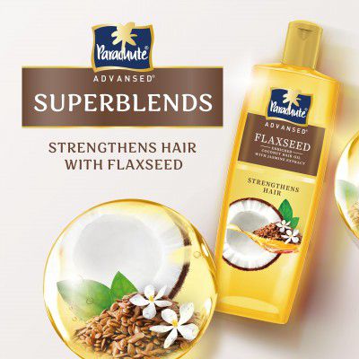 Parachute Advansed Flaxseed Enriched Coconut Hair Oil for Stronger, 300ml