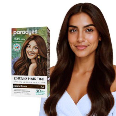 Paradyes Mini Natural Brown Timeless Hair Tint, Permanent Crème Hair Color for Hai, 4.0 Natural Brown, 60 GRAM