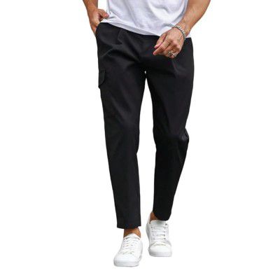 Paralians Men's Regular Fit Solid Pattern Polyester Blend Jogger with Ankle Length and Drawstring Closure Type |Men Jogger Trousers