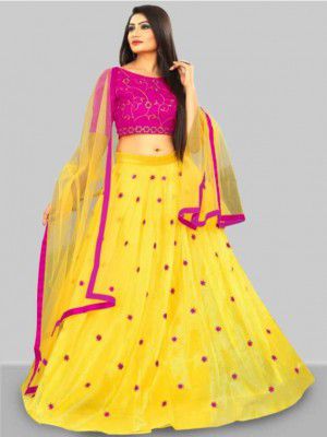 Paramji Fashion  Embroidered Semi Stitched Lehenga Choli  (Pink)