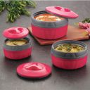 Paras Homeware Hot Chef Casserole| BPA Free | Food Grade | Easy to Carry | Easy to Store for Rice, Curry, Roti |Pink - Set of 3 | 600ml, 1100ml 1800ml...
