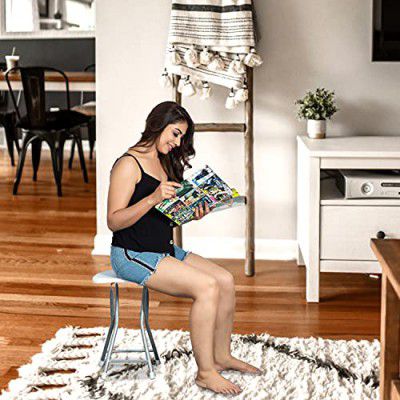 PARASNATH Folding Portable Stool - (White Colour) for Office, Garden, and Home Made in India