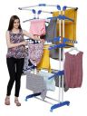 PARASNATH Stainless Steel 3 Poll Clothes Drying Stand with Breaking Wheel System (Blue)...