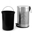 PARASNATH Stainless Steel Perforated Step-On Pedal Dustbin with Open-Top Plastic Bucket- Steel, 10'' x 15'' (11 L)...