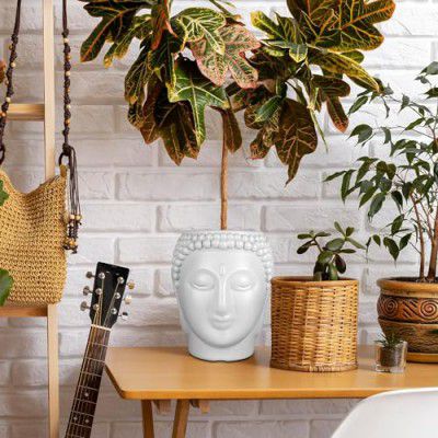 PARASNATH UV Treated Plastic Buddha Planter Flower Vases | Flower Pots Used for Indoor | Outdoor| Tabletop | Bonsai | Ideal for Gifting Purpose and Home Décor | Size (8 Inches) Planter - Made In India