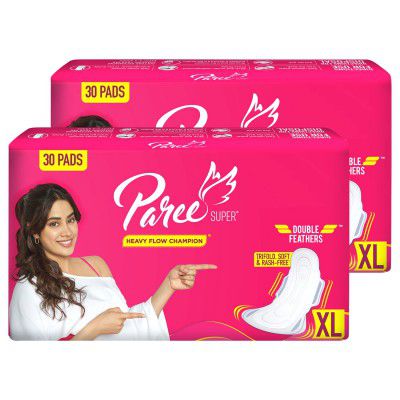 Paree Super Soft Sanitary Pads for Women| XL-30 Pads each (Combo of 2)