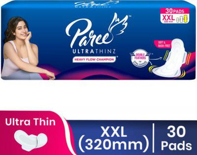 Paree Ultra Thinz Soft & Rash Free Double Feathers XXL Pads, With Disposable Covers Sanitary Pad  (Pack of 30)