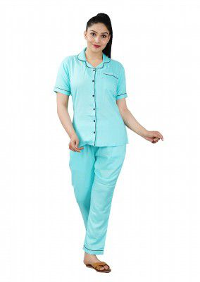 PARIJATHS Rayon Night Suit for Women Shirt Pyjama Set