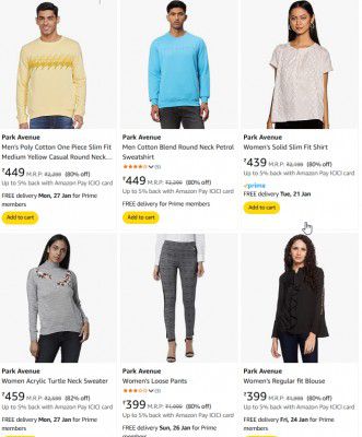 Park Avenue Clothing at Minimum 80% OFF