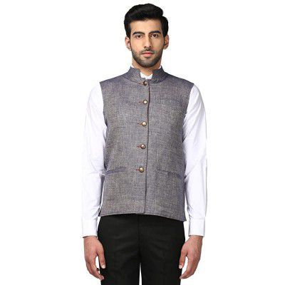 Park Avenue Dark Blue Slim Fit Polyester Waistcoat